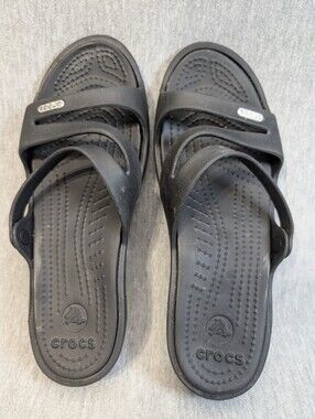 Crocs Patricia Wedge Slide Sandals Women's 8 Black